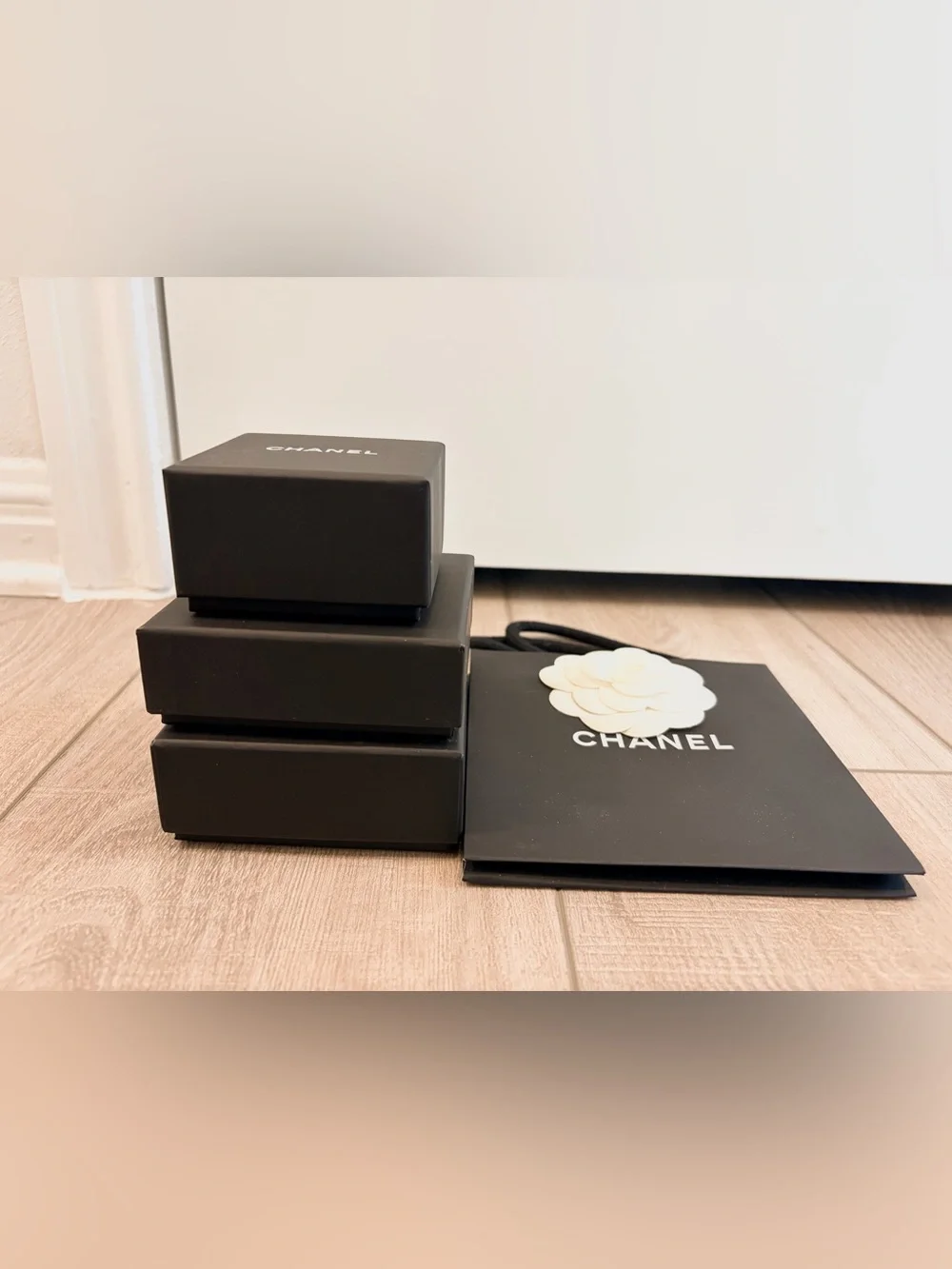 Authentic CHANEL 7 PIECES Bundle: 3 Jewelry Boxes + 3 Velvet Pouches